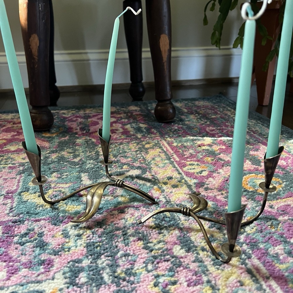 Pair Hans Jensen Cala Lily Silver Plate Candleholders CP NCI Denmark & Candles